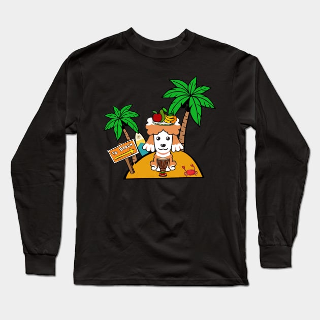 Funny poodle is on a deserted island Long Sleeve T-Shirt by Pet Station